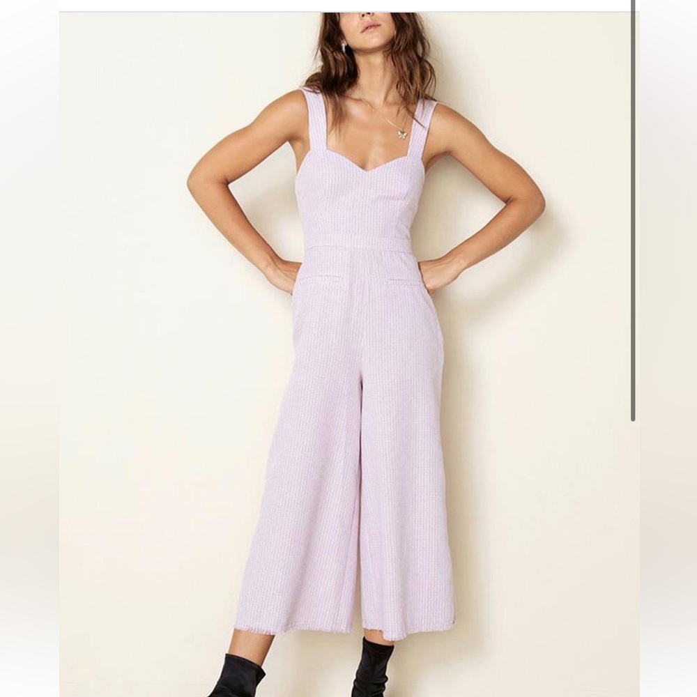 The East Order Portia Cropped Back-Tie Jumpsuit cotton and linen blend lilac S